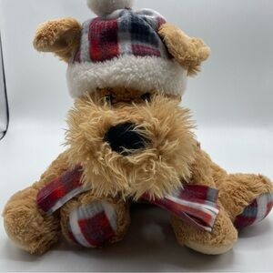 GT Gentle Treasures Puppy Dog 12 Inch Plush Plaid Scarf Hat St Jude's Drew 2020